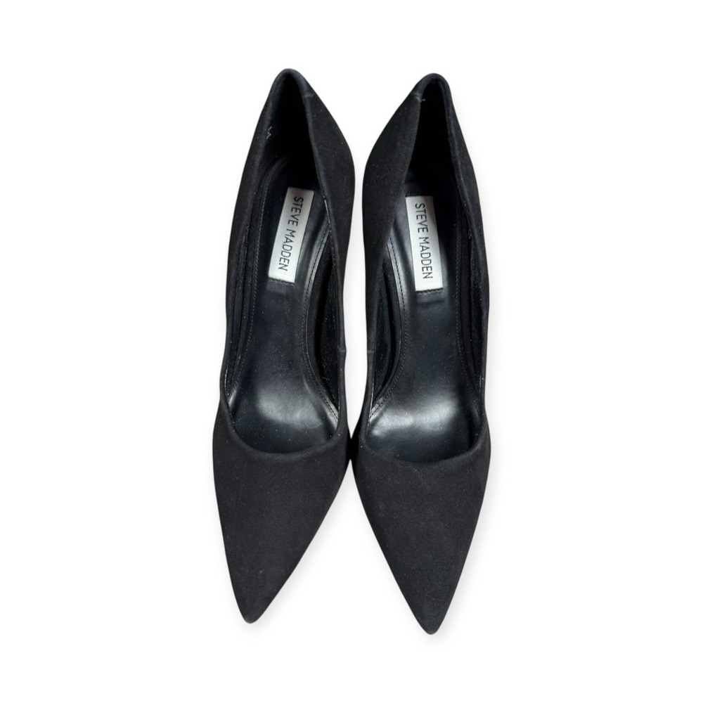 Steve Madden Women's Black Pointed Toe Slip-On Block Heel Pumps US 8